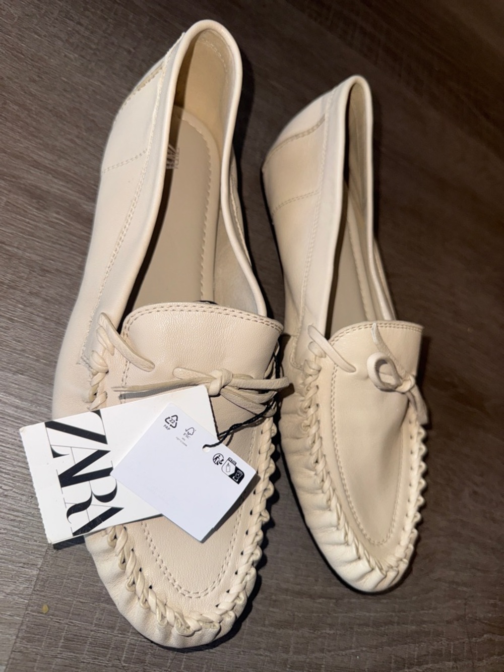 Zara Gathered Soft Leather Loafers (NWT)